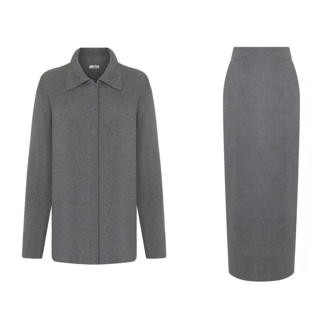 Ensemble en tricot pour femmes avec détails de boutons et coupe élégante Chic & Stil