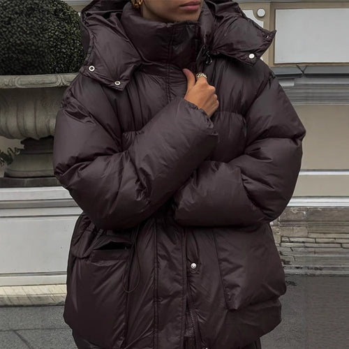 Ladies oversized down jacket with high collar and pockets Lune London