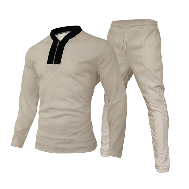 Men's Two-Piece Tracksuit with High Collar and Zipper Lune London
