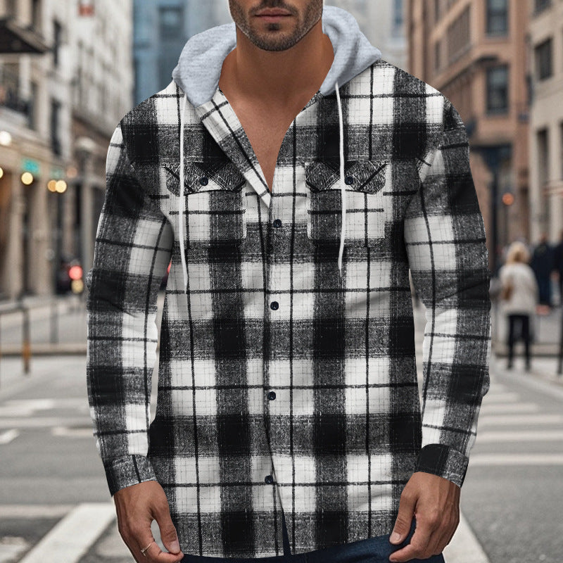 Shirt for men with hood and plaid pattern Lune London