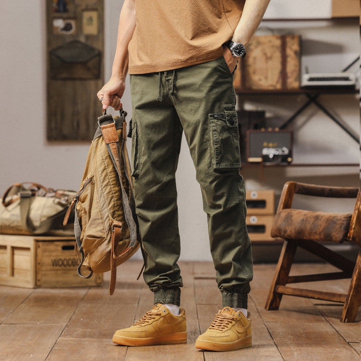 Pantalon cargo robuste pour hommes avec taille élastique et poches pratiques Lune London