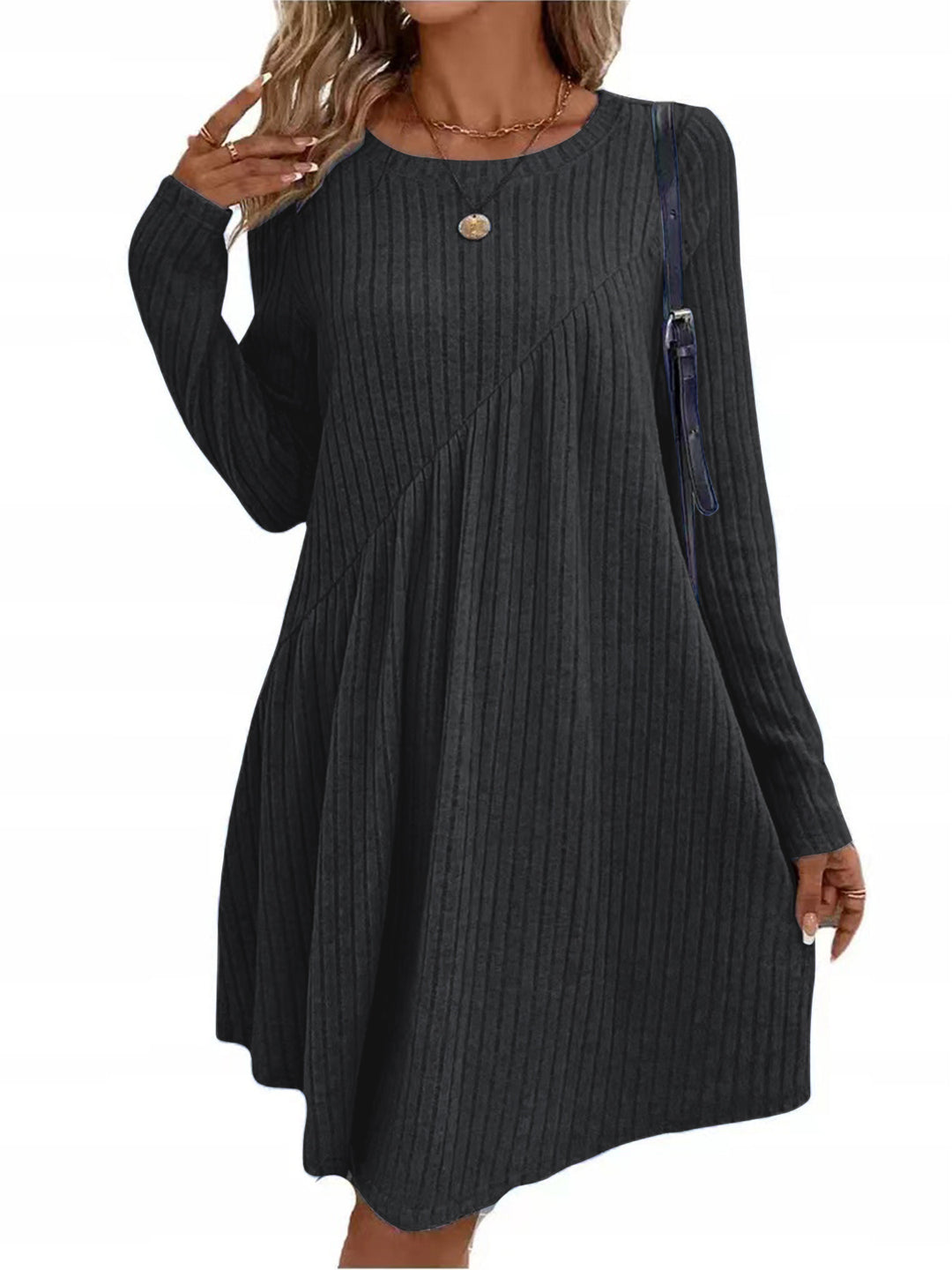 Casual rib dress for women with asymmetrical design Lune London