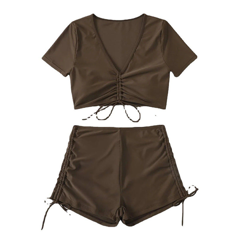 Women Ruffles Crop Top and High Waist Shorts Set Lune London