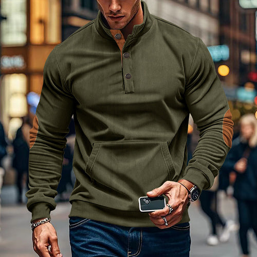 Casual sweater for men with high collar and button placket Lune London
