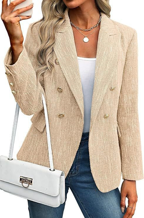 Tweed blazer for women with double-breasted buttons Lune London