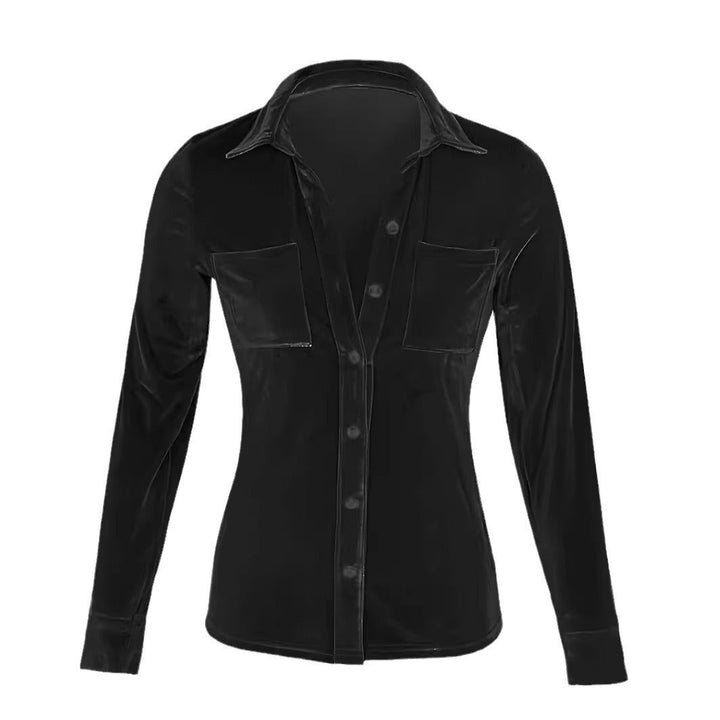 Ladies Elegant Silk Blouse with Long Sleeves and Patch Pockets Chic Und Stil