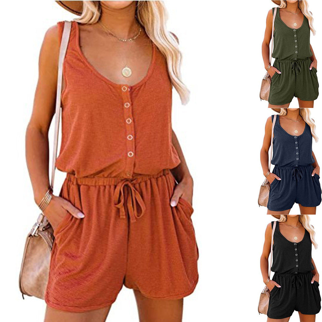 Ladies Practical jumpsuit with button details and adjustable waist Lune London