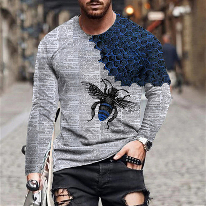 Men's long sleeve shirt with creative bee and honeycomb pattern Lune London