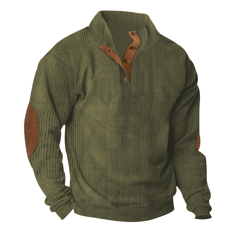 High-end knitwear for men with button placket and trendy leather applications Lune London