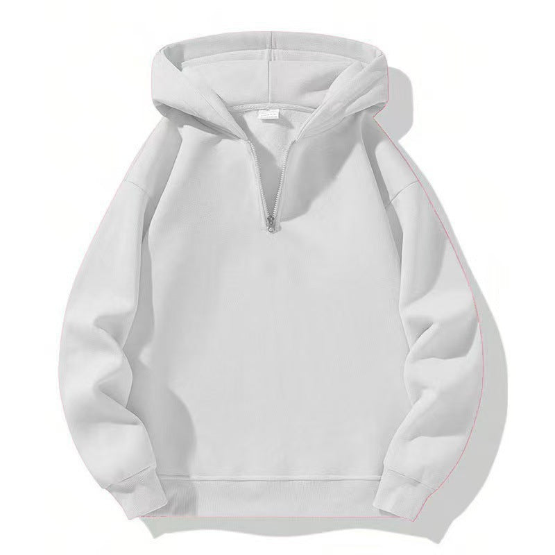 Women Fleece Hooded Pullover with Short Zip Opening Lune London