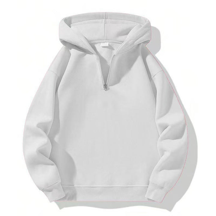 Women Fleece Hooded Pullover with Short Zip Opening Lune London
