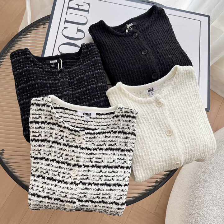 Cardigan en tricot joli pour femmes avec motif texturé Chic & Stil