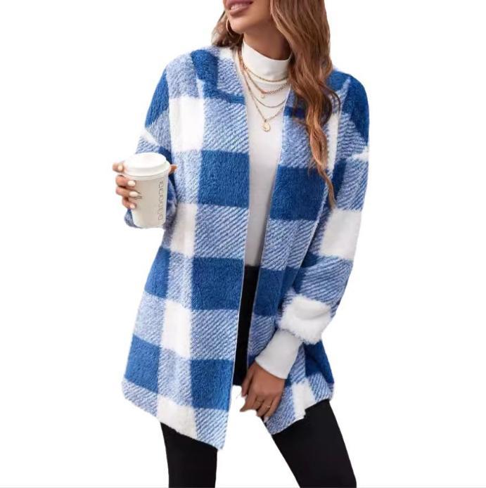 Ladies Oversized Houndstooth Pattern Coat Lune London