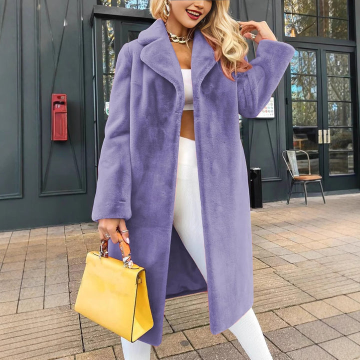 Fleece coat for women with a loose fit and large lapels Lune London