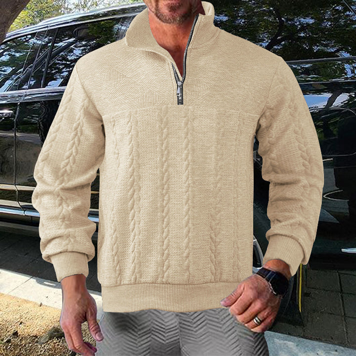 Pull-over zip pour homme avec design texturé Lune London