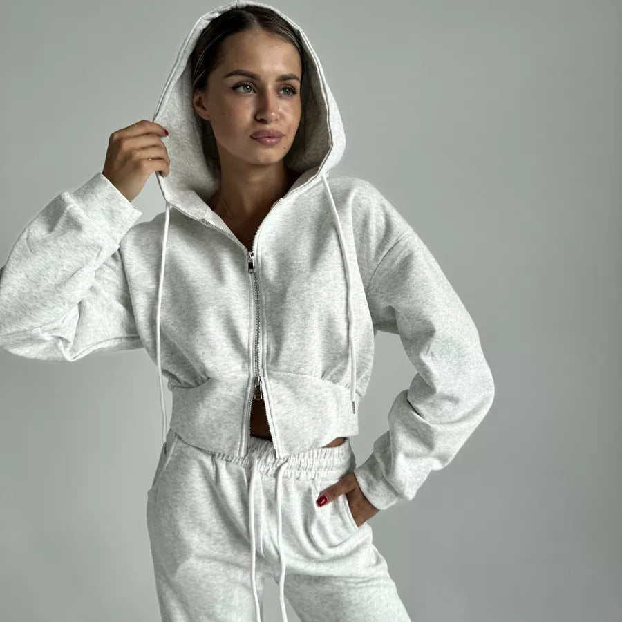 Chic Hoodie Sweatshirt Set and Jogging Pants for Women