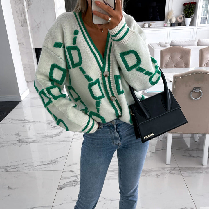 Casual knitted cardigan for women with graphic pattern Lune London