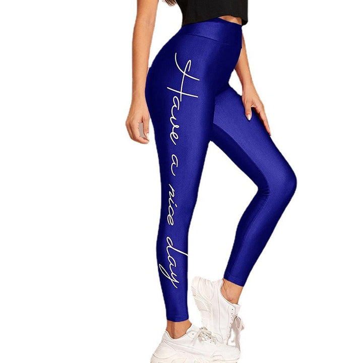 Women's Sports Leggings with Inspiring Lettering and High Waistband Lune London