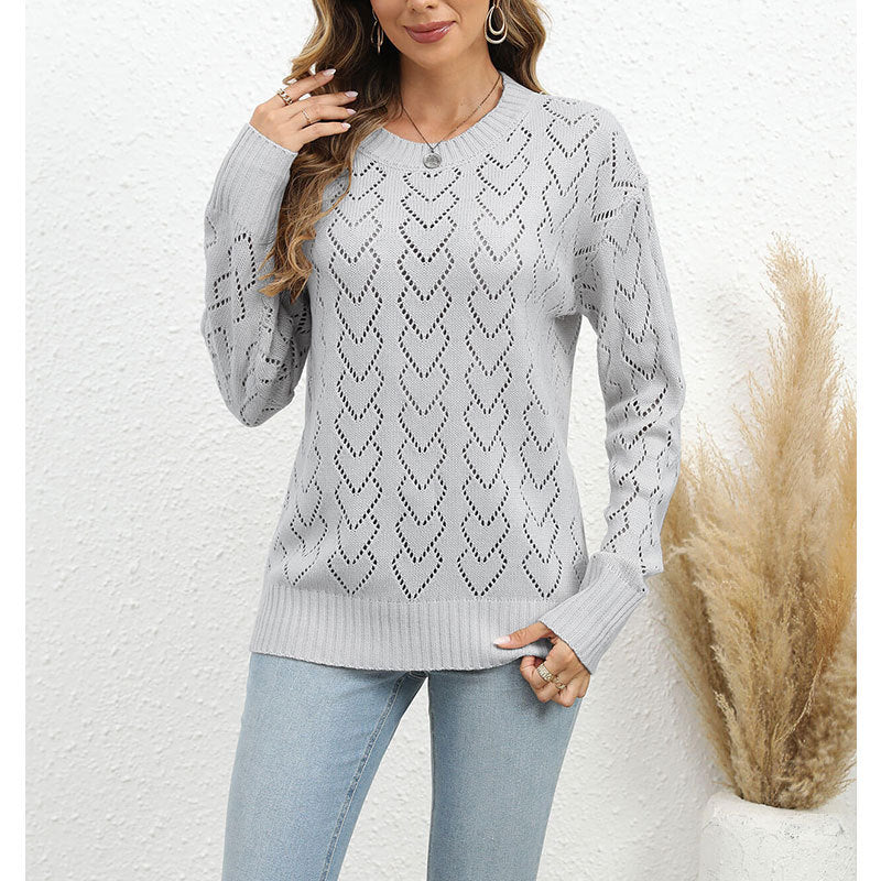Pull en tricot pour femme avec un délicat motif en forme de cœur Chic & Stil
