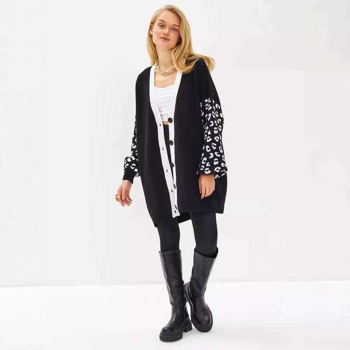 Cardigan tricoté à la mode pour femmes avec manches en suède Chic & Stil