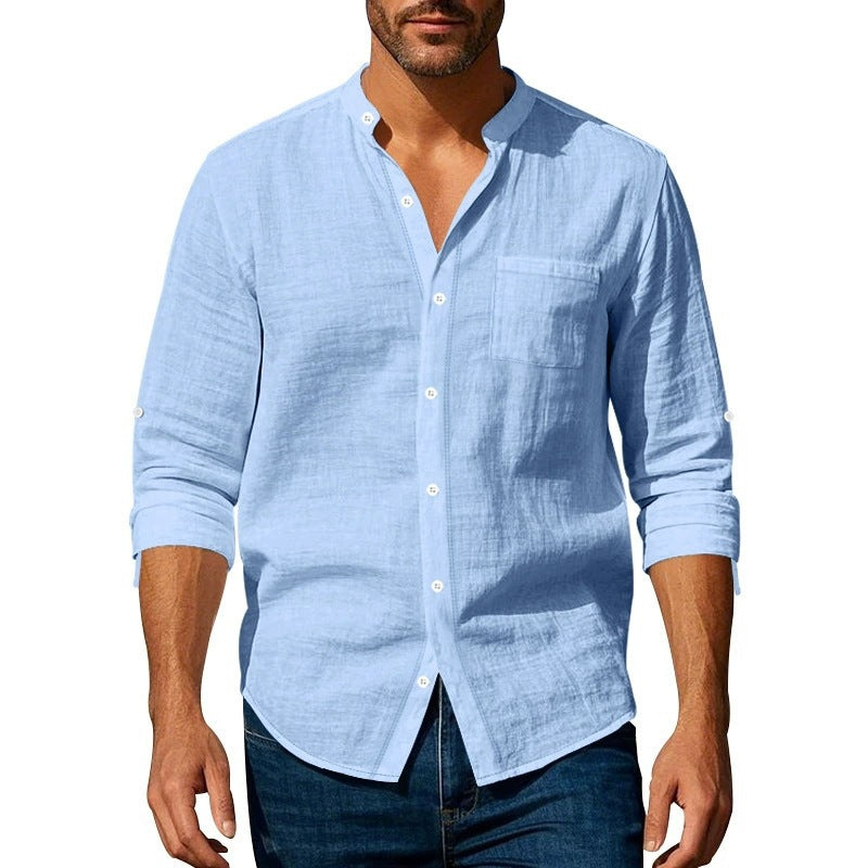 Shirt for men with stand-up collar and chest pocket Lune London