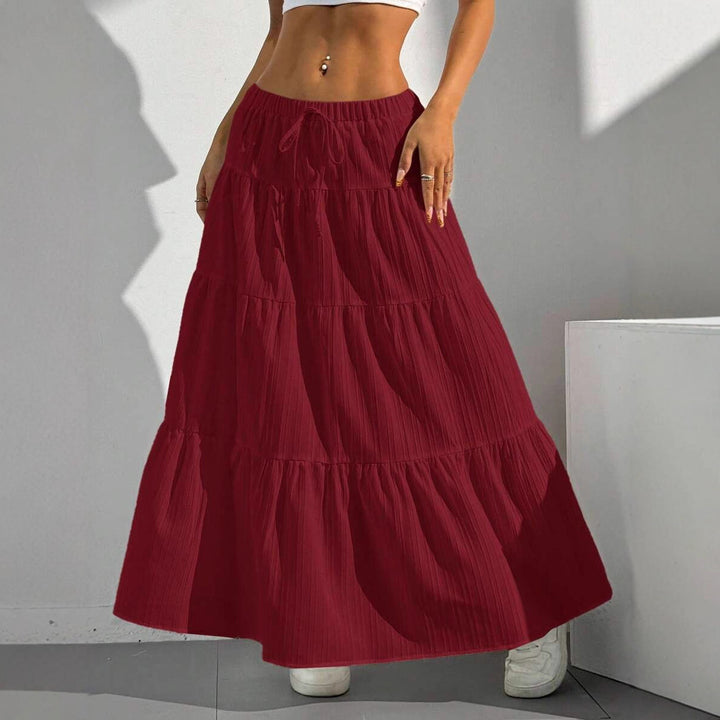 Maxi skirt for women with voluminous ruffle details and an elastic waistband Lune London