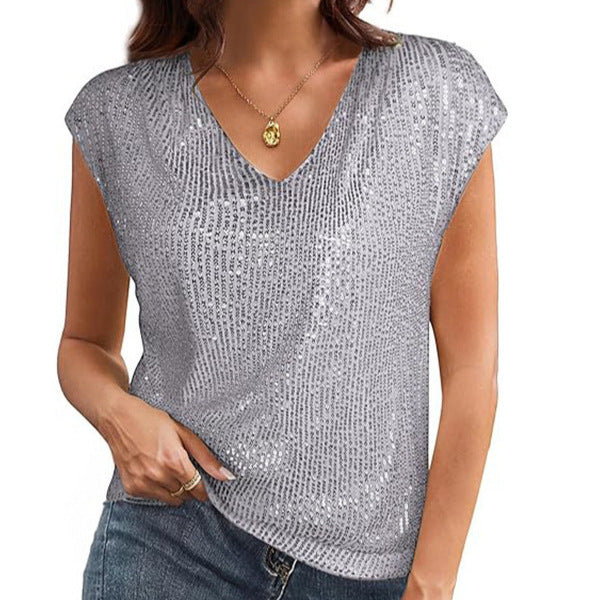 Ladies Glamorous Sequin Top Lune London