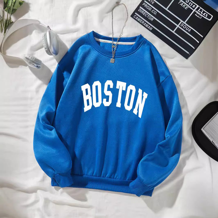 Women casual sweatshirt with Boston print Chic & Stil