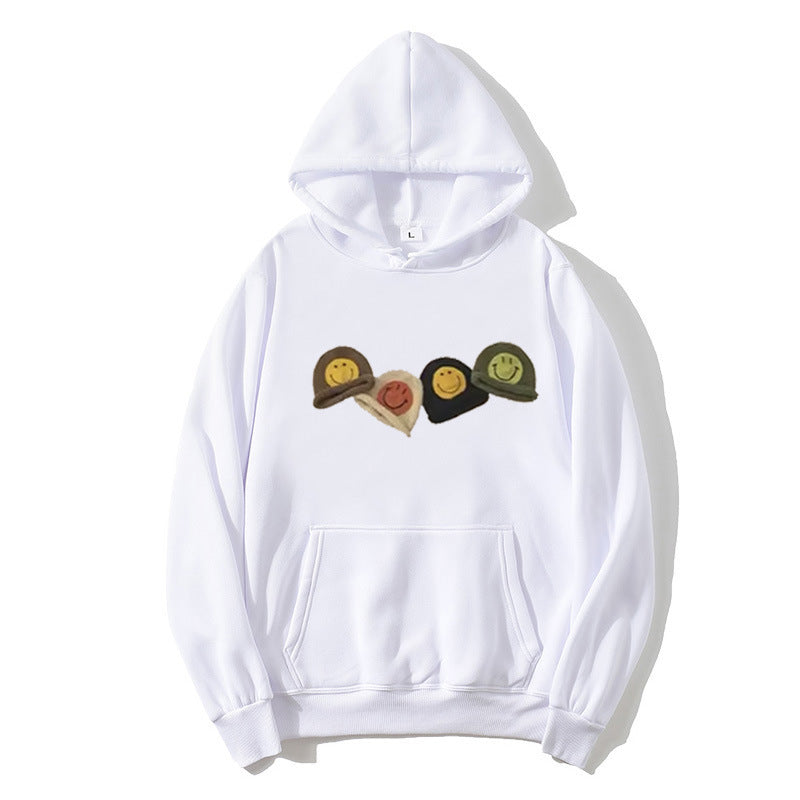 Women’s Hooded Sweatshirt with Playful Smiley Design Chic & Stil