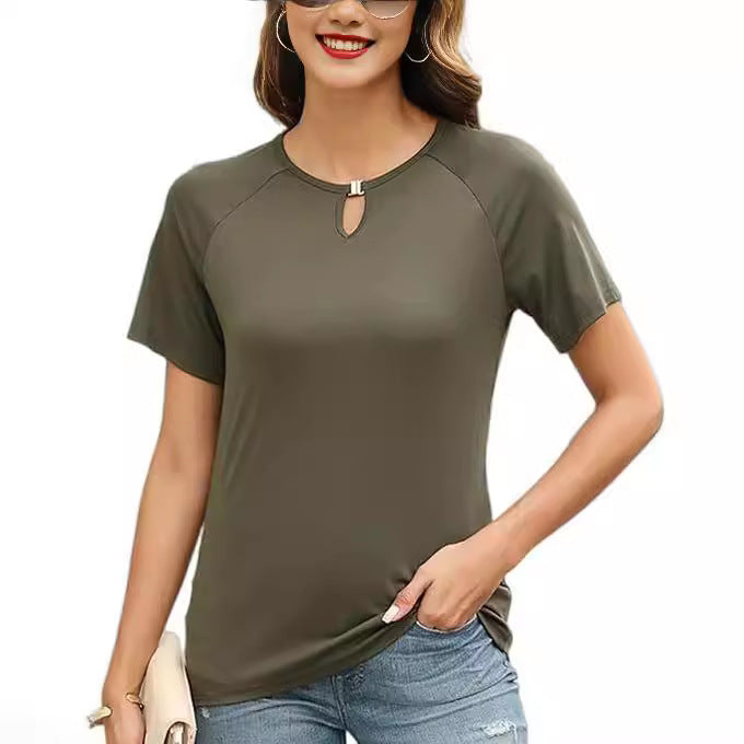 Fashionable women's T-shirt with decorative slit Lune London