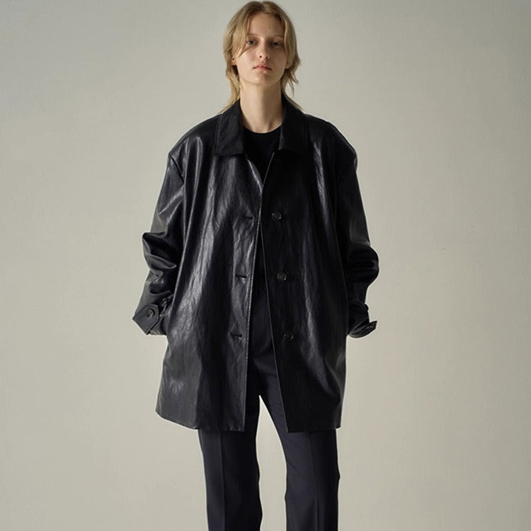 Veste en faux cuir à la mode pour femmes avec coupe surdimensionnée Chic & Stil