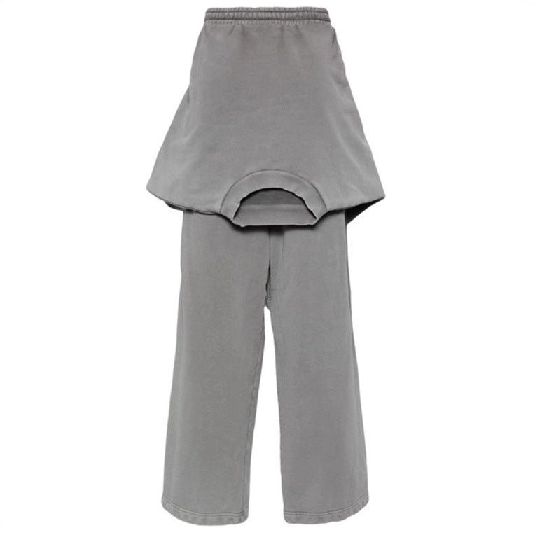 Women Oversized Leisure Pants with Side Inserts and Elastic Waist Lune London