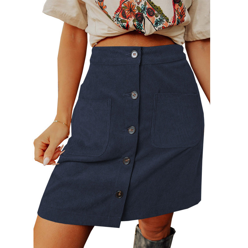 Lune London Corduroy Button Mini Skirt for Women