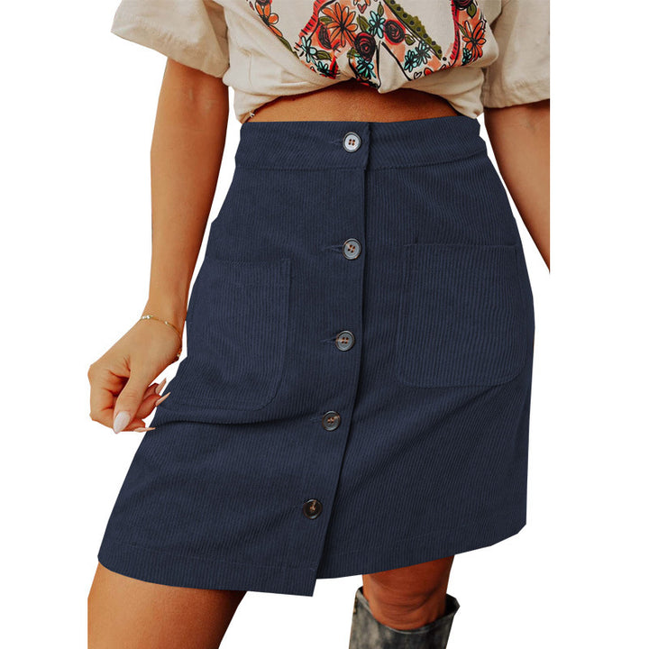 Lune London Corduroy Button Mini Skirt for Women