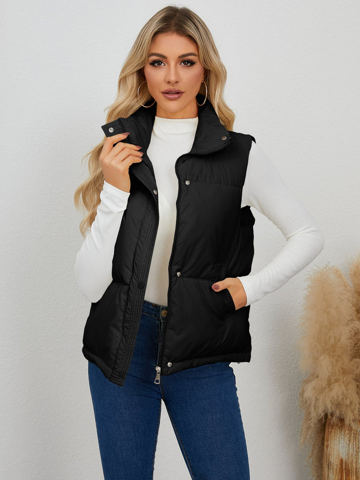 Damen Weste mit Hohem Kragen und Praktischen Taschen Lune London