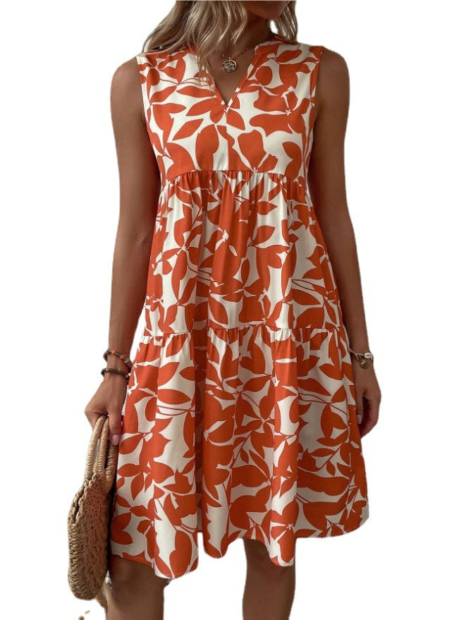 Sleeveless summer dress for women in A with V design Lune London