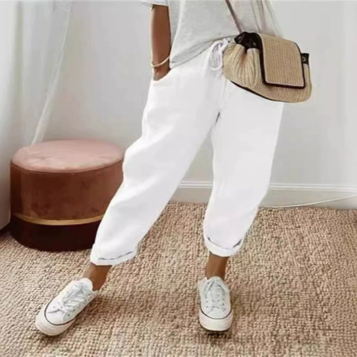 Casual and comfortable chino pants for women with elastic waistband Lune London