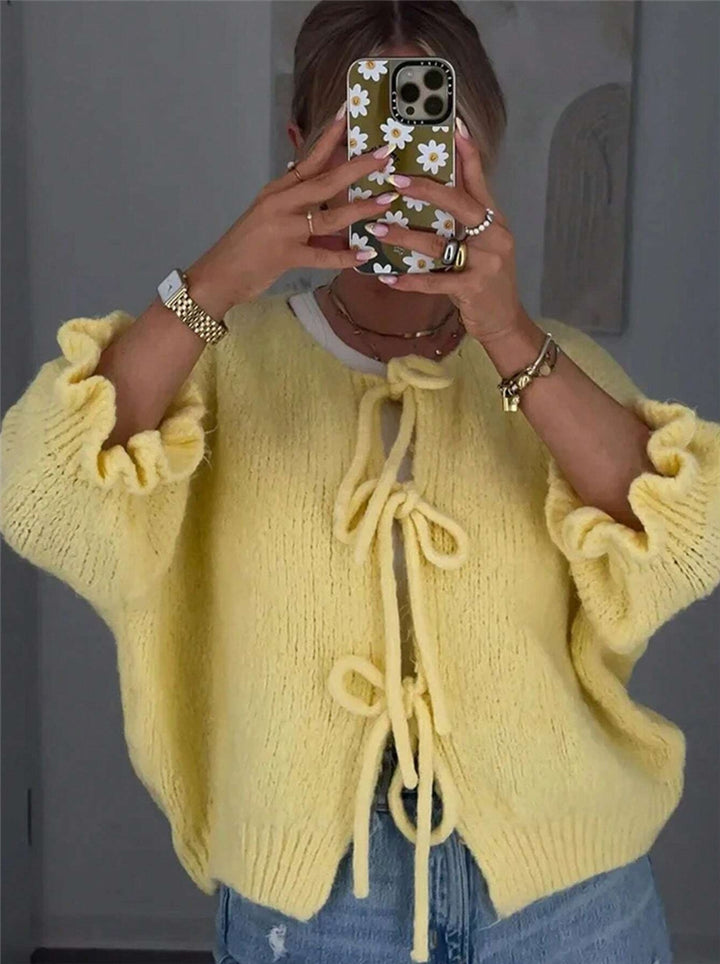 Women’s knitted top with playful drawstring Lune London