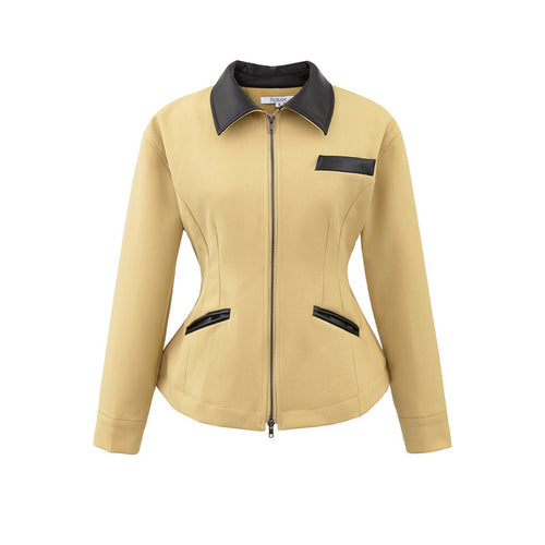 Ladies fashionable transition jacket with high collar and practical flap pockets Lune London