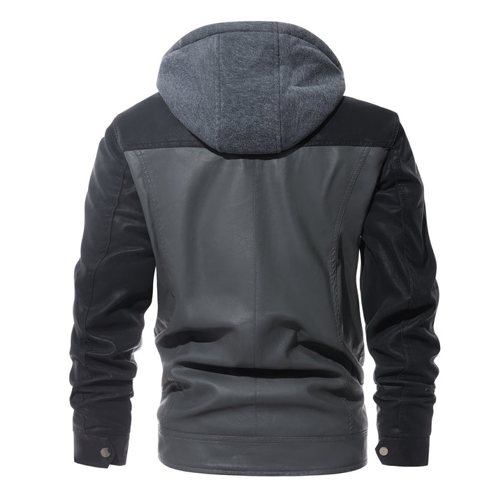 Fashionable PU leather jacket for men with removable hood Lune London