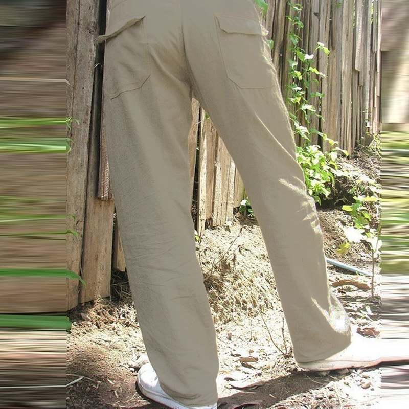 Casual and breathable linen pants for men with elastic waistband and practical side pockets Lune London