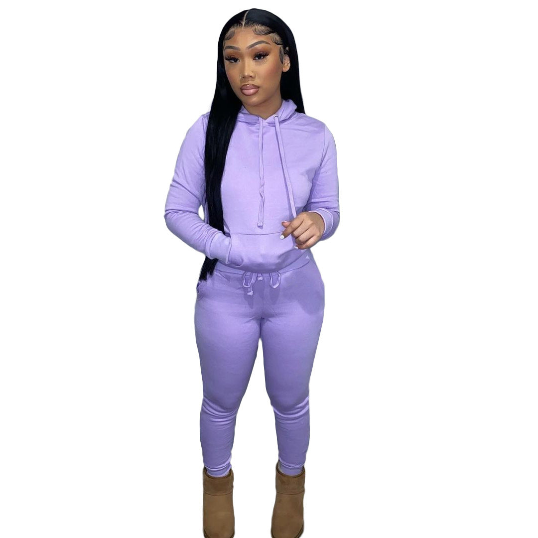 Ladies Sporty Jogging Set with Hood and Elastic Waist Lune London
