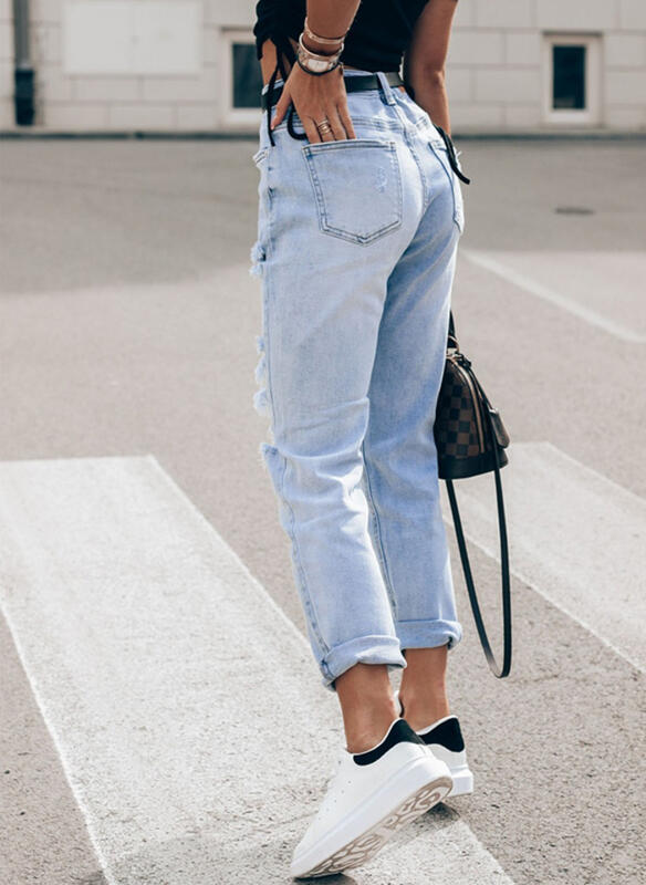 Lune London | Women's Ripped Boyfriend Jeans in Casual Vintage Style with High Waist