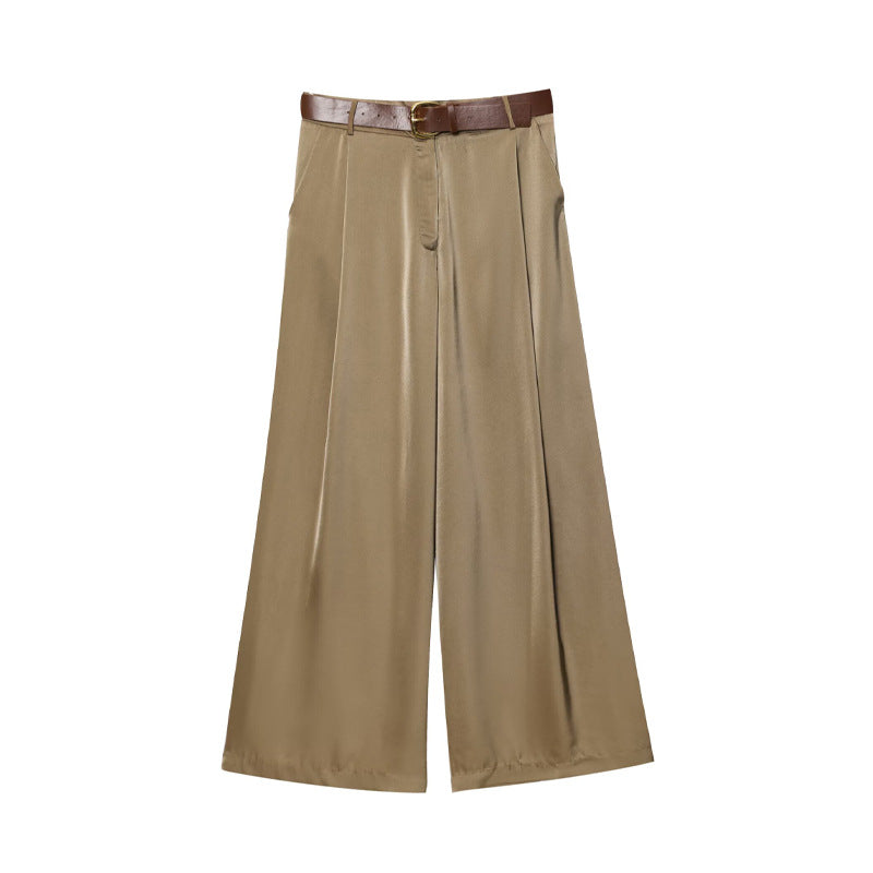 Wide palazzo pants for women with stylish belt and side slit Lune London