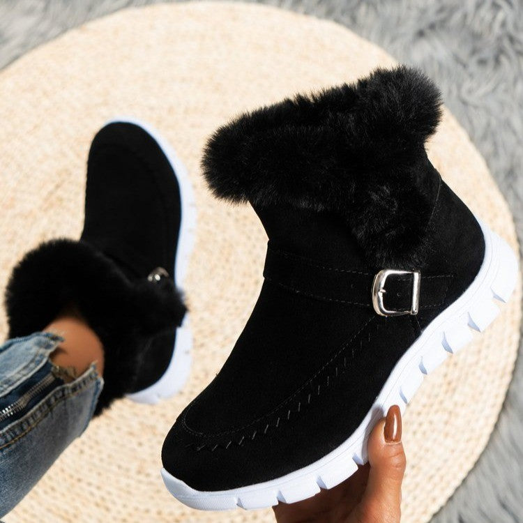 Lune London women's winter boots lined with comfortable zipper and decorative buckle