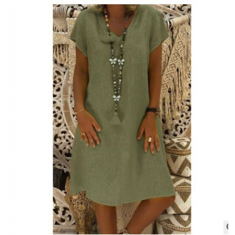 Robe d'été pour femmes avec décolleté en V décontracté et ourlet asymétrique Chic & Stil