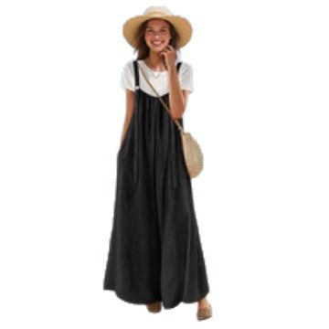 Long cotton dresses for women with straps and pockets Lune London