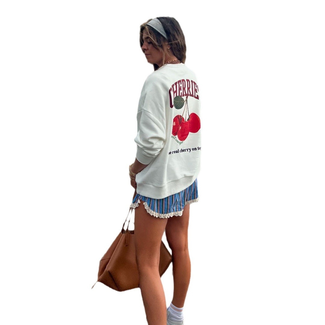 Pull femme décontracté avec motif de fruit créatif Lune London