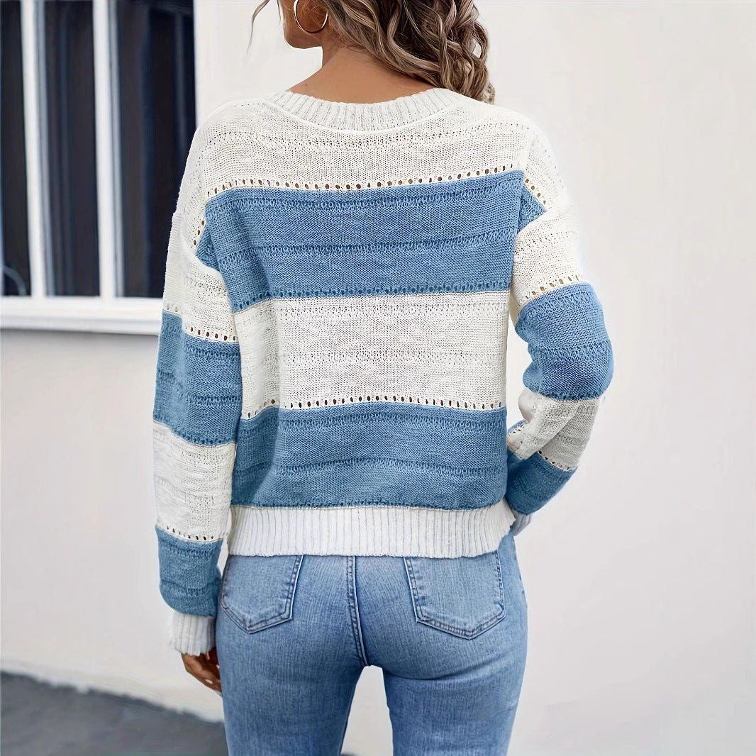 Knit sweater for women with trendy striped pattern Lune London