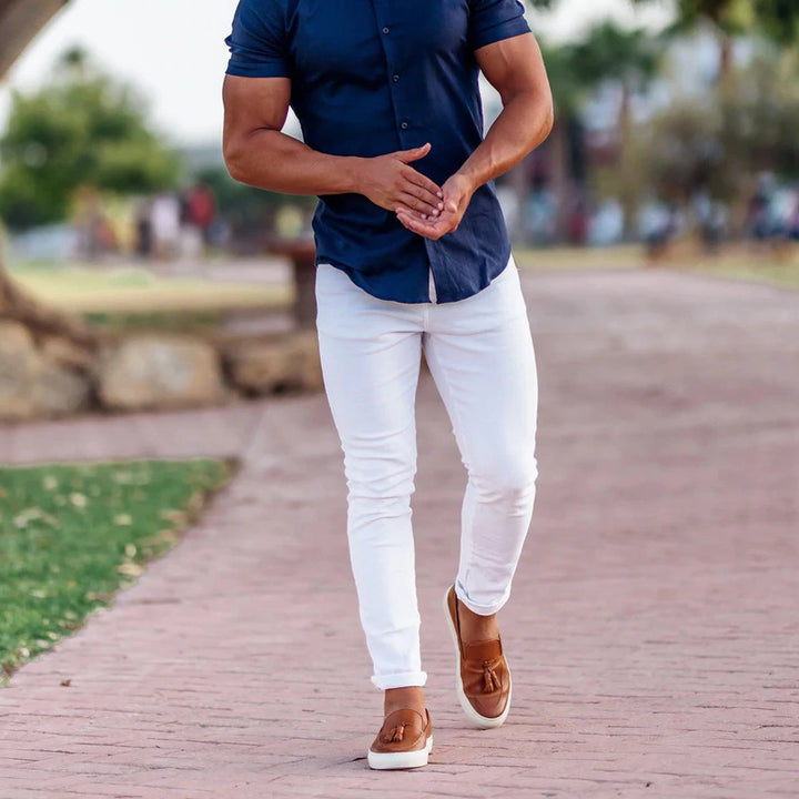 Slim-fit chinos for men from Lune London